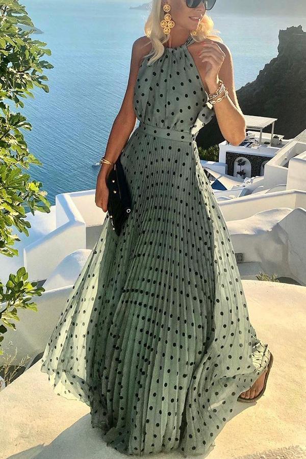 Inhale Love Dot Printing Maxi Dress | Consonak