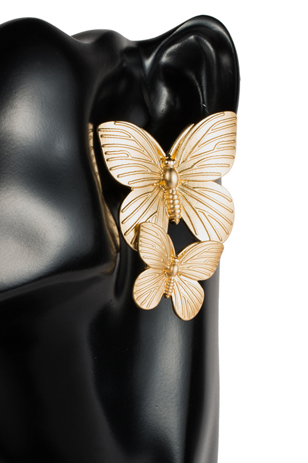 Metallic Two Butterfly Earrings-consonak