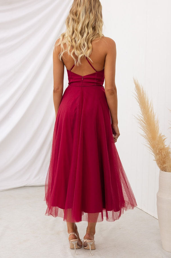 Modern-day Princess Chiffon Suspenders Party Maxi Dress | Consonak