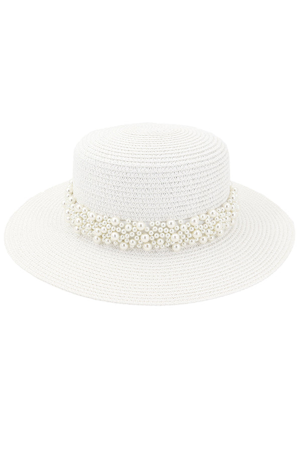 Pearl Embellished Beach Hat-consonak