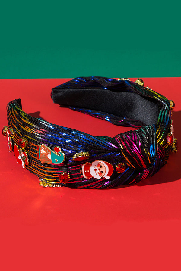 Christmas Colorful Diamond Alloy Embellished Fabric Headband-consonak