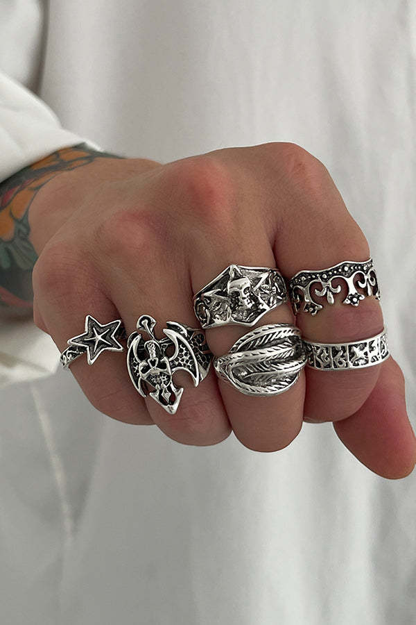 Dark Punk Retro Ring Set-consonak