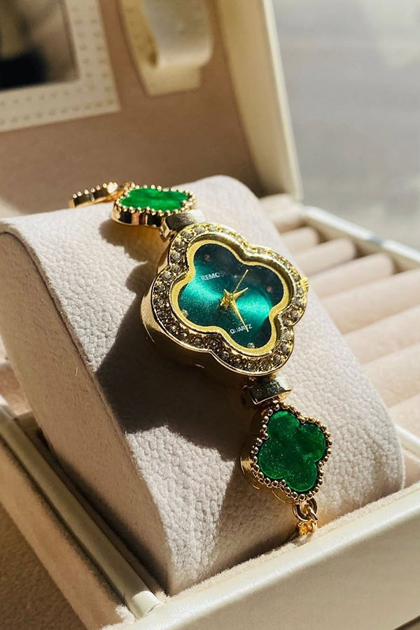 Fashion Four Leaf Clover Chalcedony Jewelry Quartz Watch | Consonak