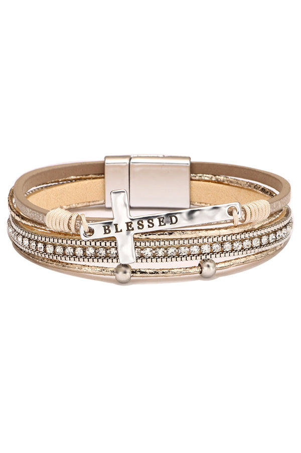 Bohemian Cross Diamond Magnetic Clasp Bracelet | Consonak