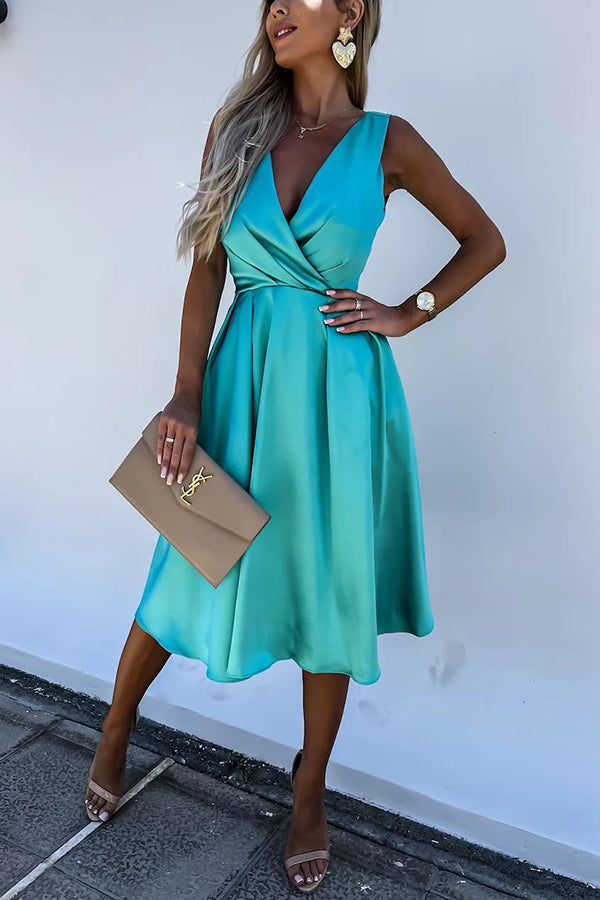 Hold You In My Memory Satin Midi Dress-consonak