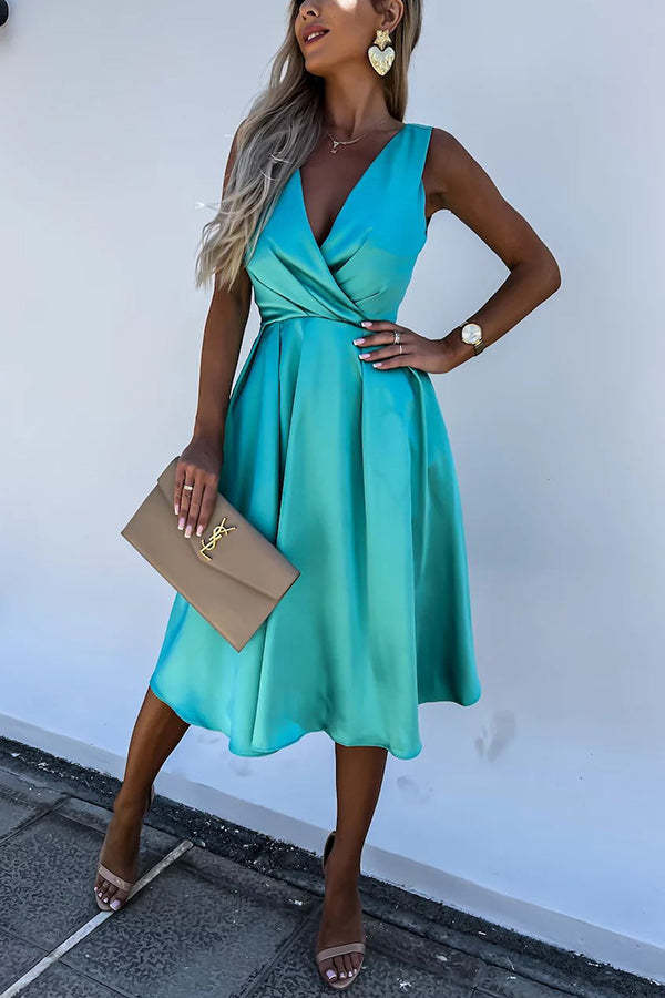 Hold You In My Memory Satin Midi Dress-consonak