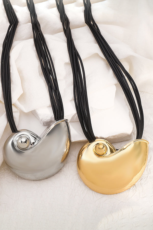 Fashionable Marine Style Shiny Conch Pendant Necklace and Earrings-consonak