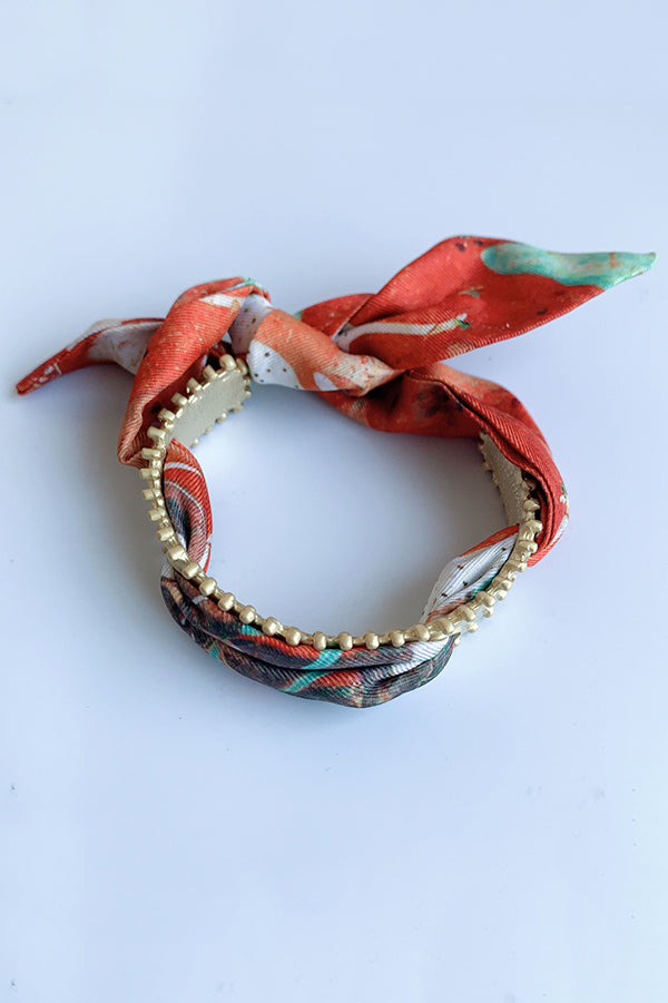 Matte Open Bracelet with Vintage Scarf-consonak