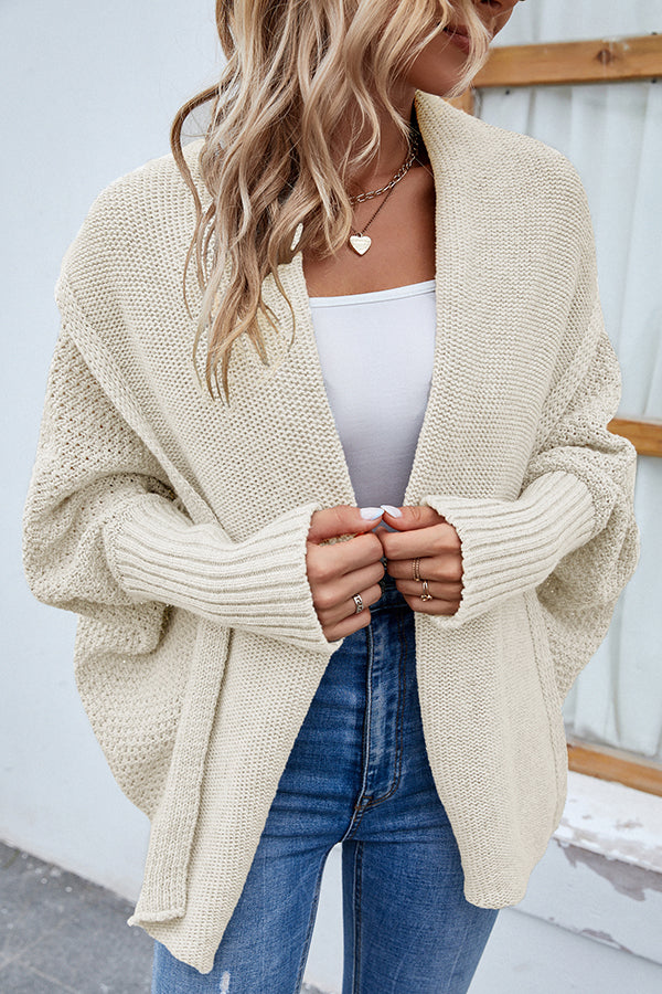 Solid Color Dolman Sleeve Elegant Knitted Cardigan-consonak