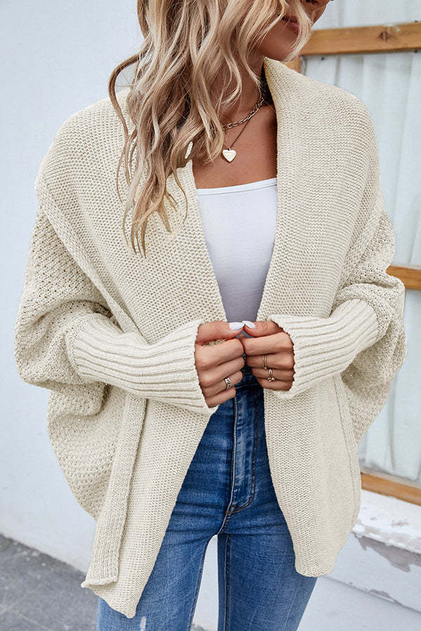 Solid Color Dolman Sleeve Elegant Knitted Cardigan-consonak