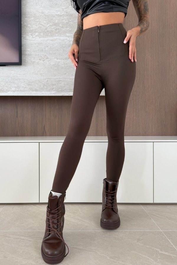 Elongate Your Figure High Waist Zipper Stretch Leggings-consonak