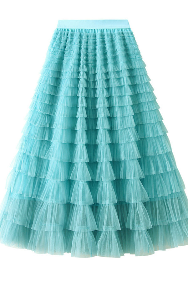 Be Your Own City Queen Tiered Elastic Waist Tulle Maxi Skirt | Consonak