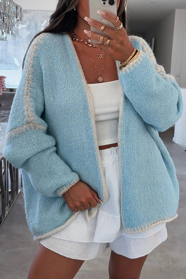 Fashionable Casual Long-sleeved Loose Knitted Cardigan-consonak