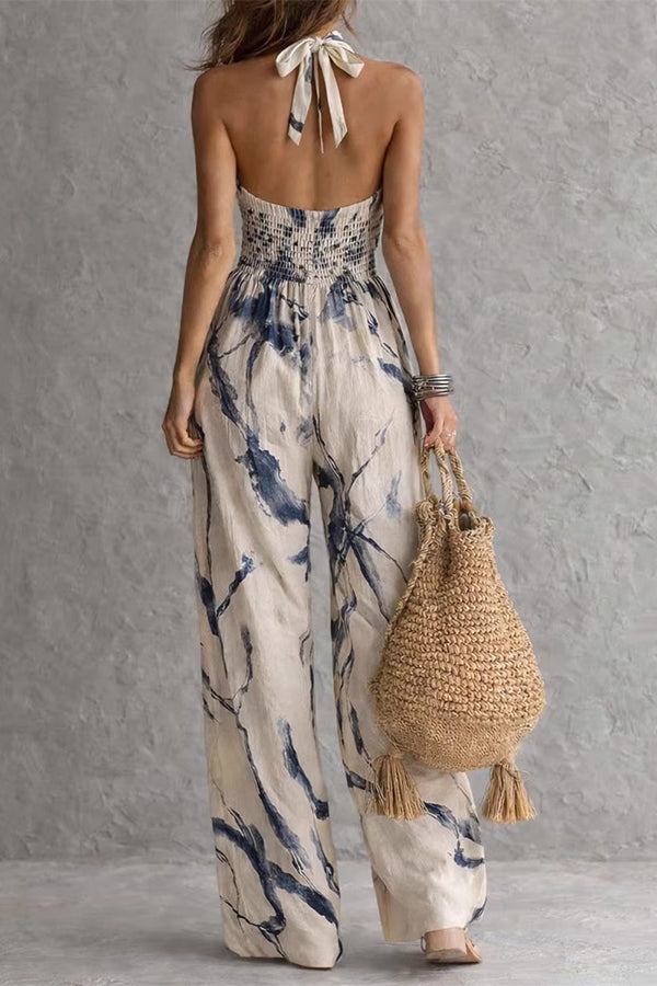 Cobalt Muse Halter Wide-Leg Jumpsuit-Consonak