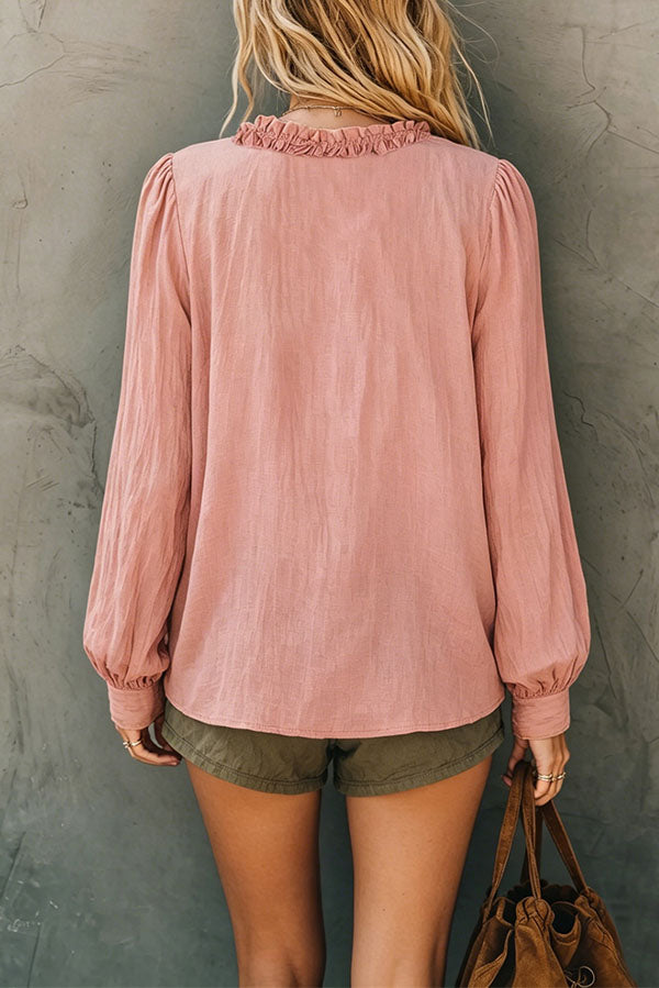Boho Chic Ruffled V-Neck Top-Consonak
