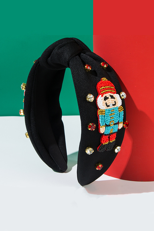 Christmas Hand-sewn Rice Bead Soldier Headband-consonak