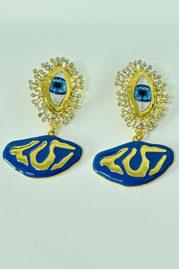 Fashionable Evil Eye Diamond Earrings-consonak