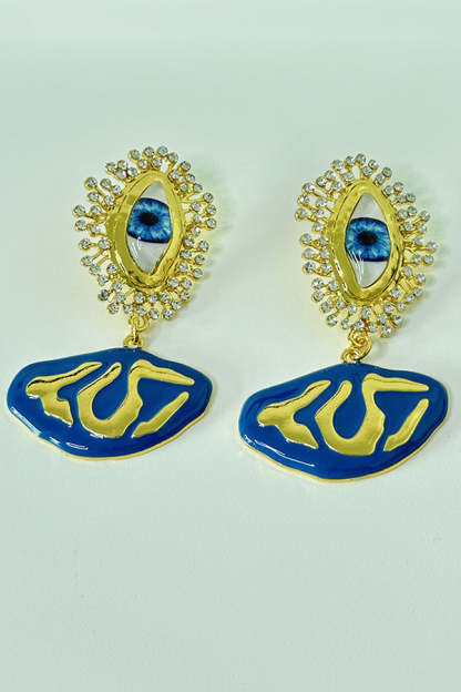 Fashionable Evil Eye Diamond Earrings-consonak