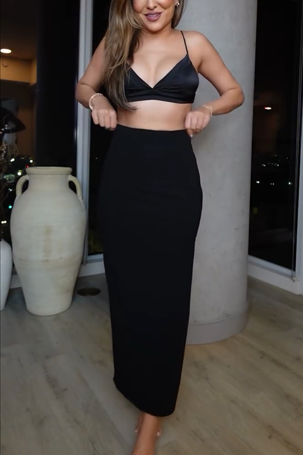New Level High Waist Side Zipper Slit Midi Skirt | Consonak