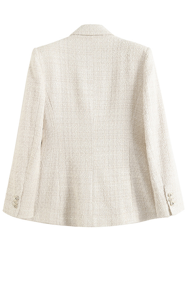 Arlo Tweed Textured Fabric Metal Buckle Pocket Lapel Relaxed Blazer-consonak
