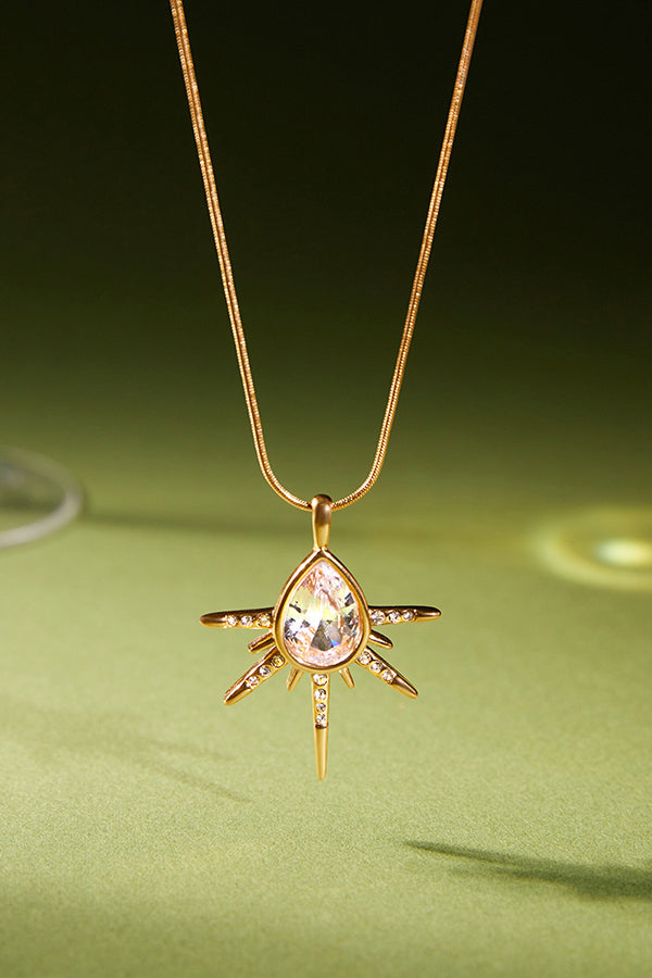 Stylish Affordable-Luxury Stainless Steel and Zircon Stud Earrings and Necklace-Consonak