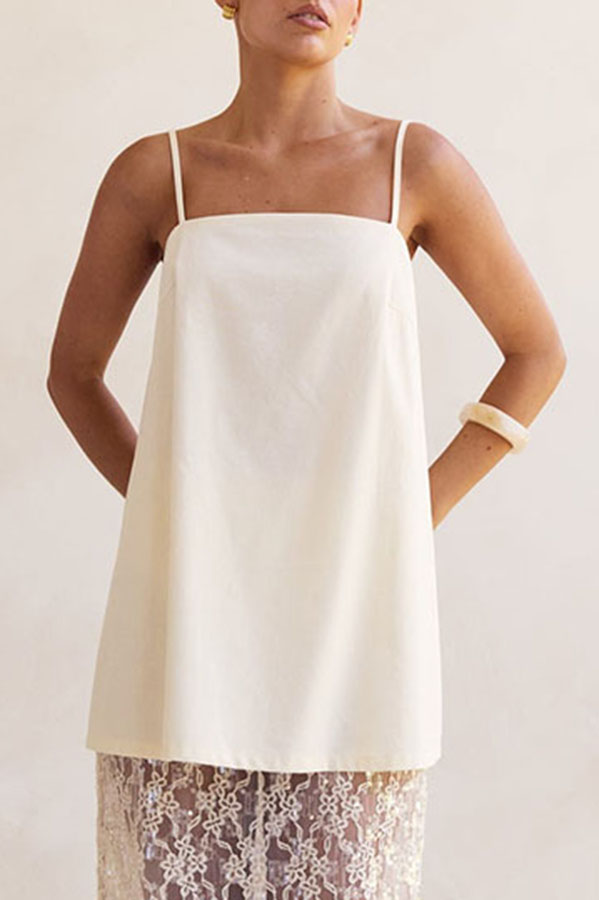 Sloane Square Neck Adjustable Shoulder Straps A-line Top-consonak