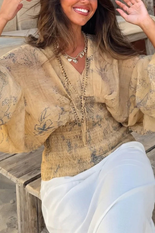 Bohemian Style Ibiza Embroidered Wide-sleeved Shirt-Consonak