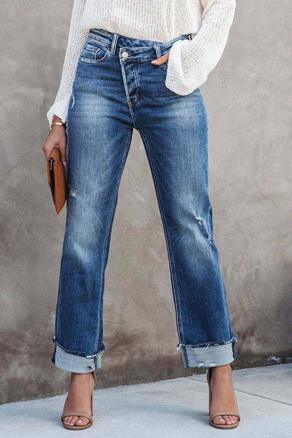 Destiny Stretch High Rise Cross Over Jeans-consonak