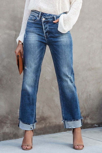 Destiny Stretch High Rise Cross Over Jeans-consonak