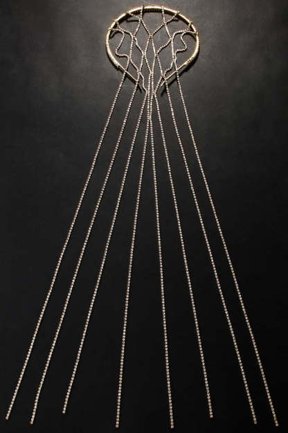 Fashionable and Light Luxury Rhinestone Tassel Headband-consonak