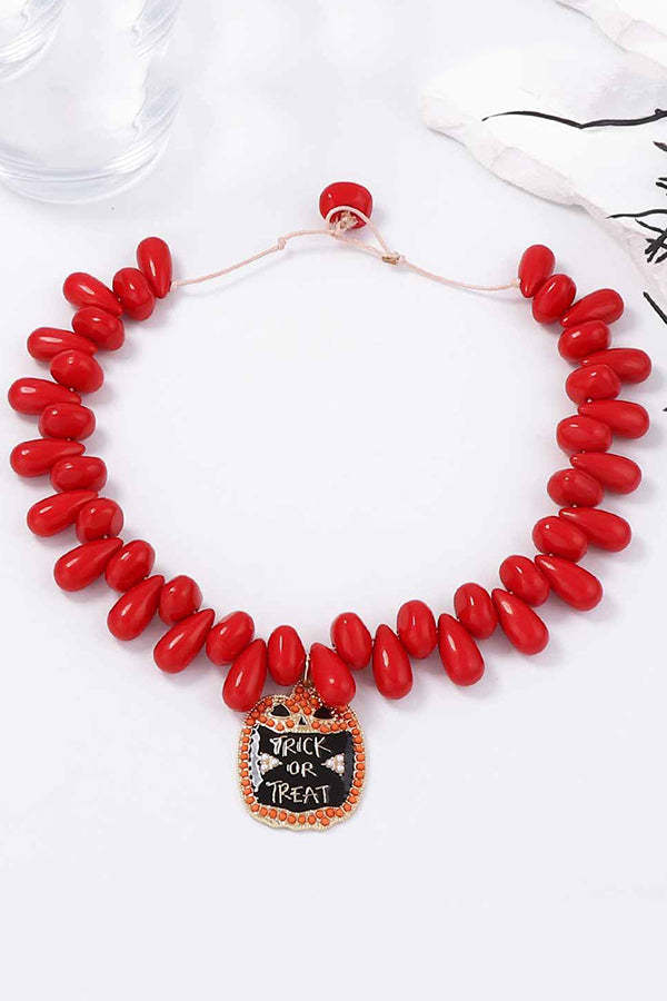 Halloween Simple Beaded Owl Pendant Necklace-consonak