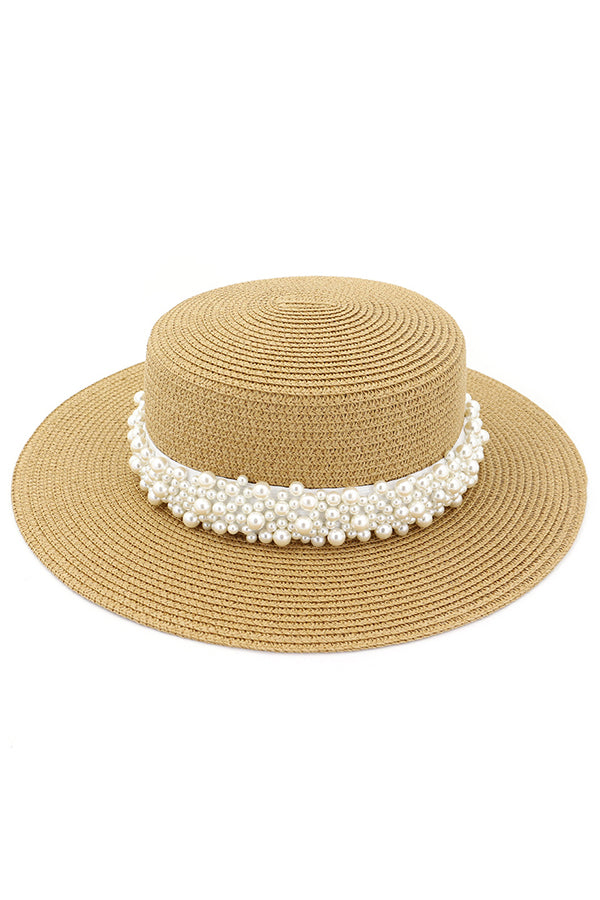 Pearl Embellished Beach Hat-consonak