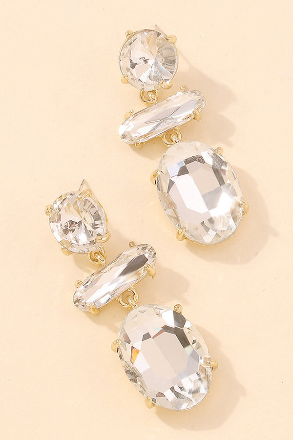 Temperament Contrasting Color Faceted Diamond Earrings-consonak