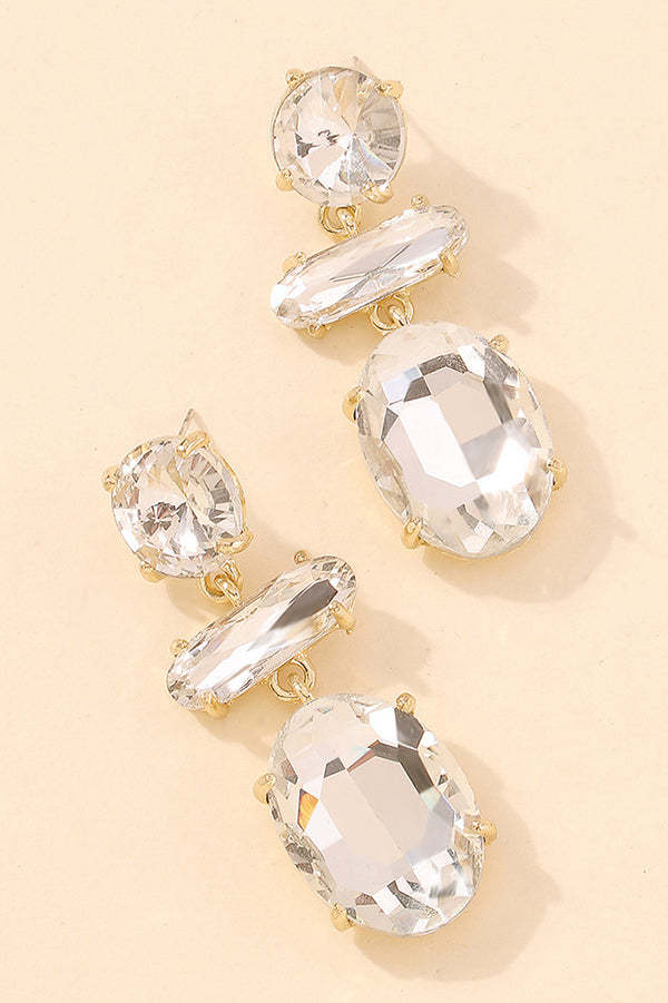 Temperament Contrasting Color Faceted Diamond Earrings-consonak