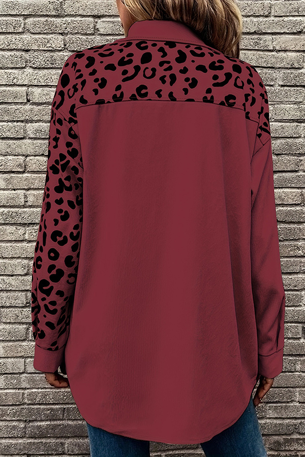 Leopard Print Single-breasted Mid-length Shirt Jacket-consonak