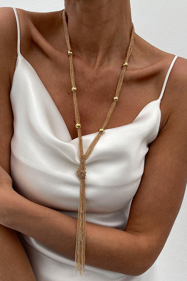 Simple Y-shaped Metal Tassel Chain Necklace | Consonak