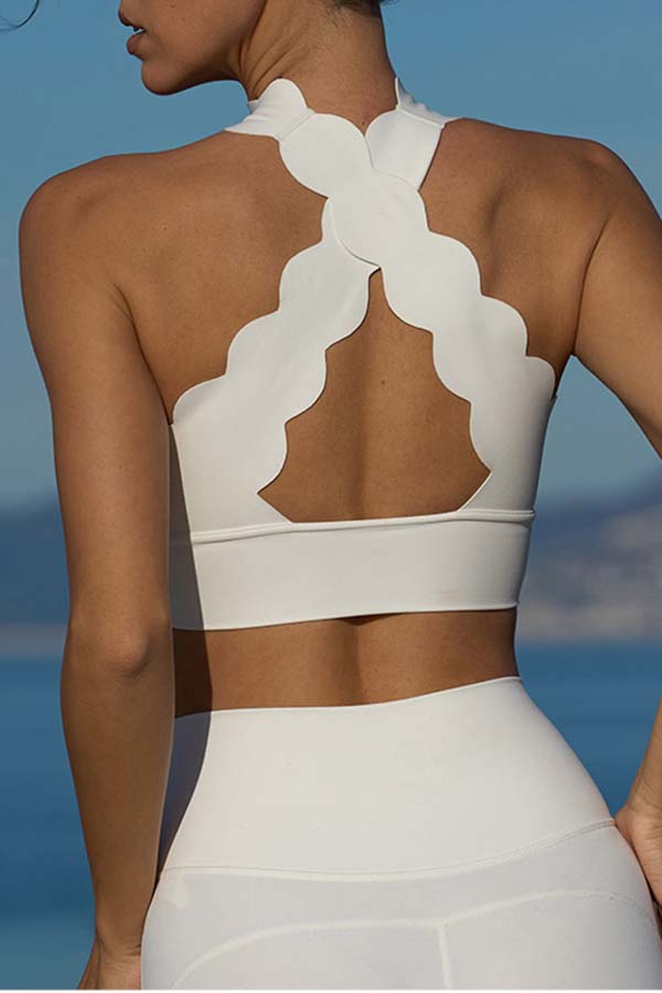 Petal Trim Crisscross Yoga Sports Bra-consonak