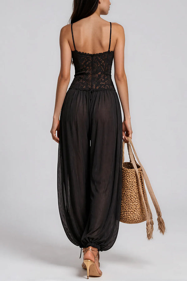Aria Lace Bodice Boho Jumpsuit-Consonak