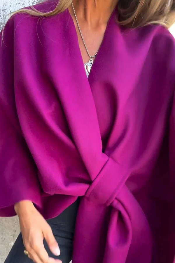 Solid Color Loose V-neck Shawl Cape Jacket | Consonak