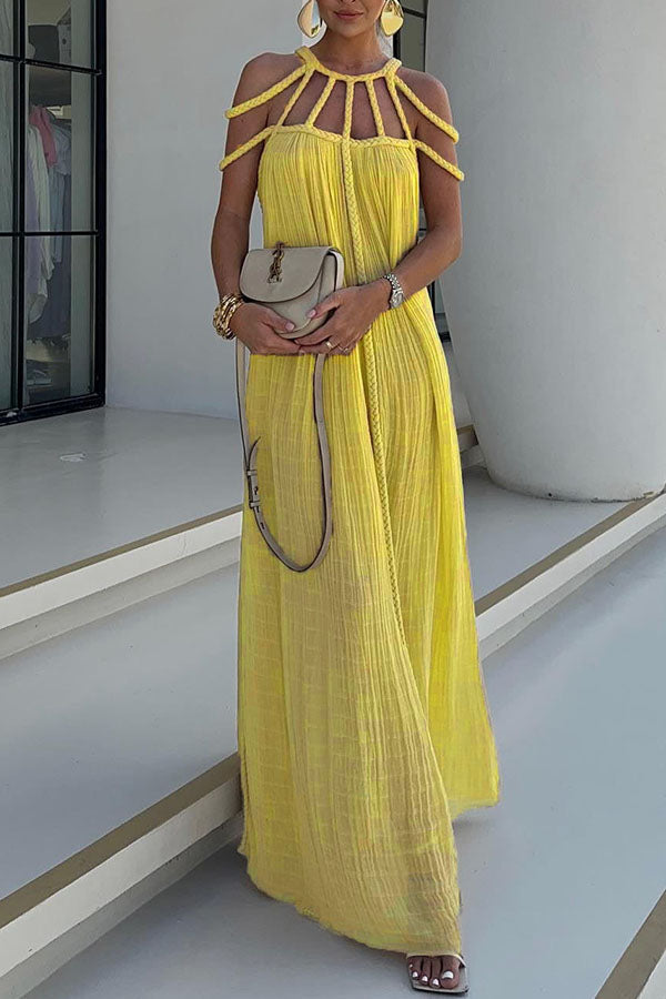 Low key luxury modern and exquisite linen blend pleated woven cover long skirt | Consonak