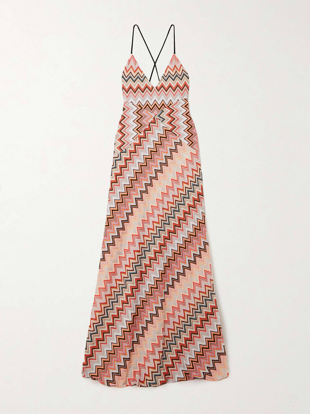 Colorful Zigzag Pattern Elegant Sling Backless Maxi Dress-consonak