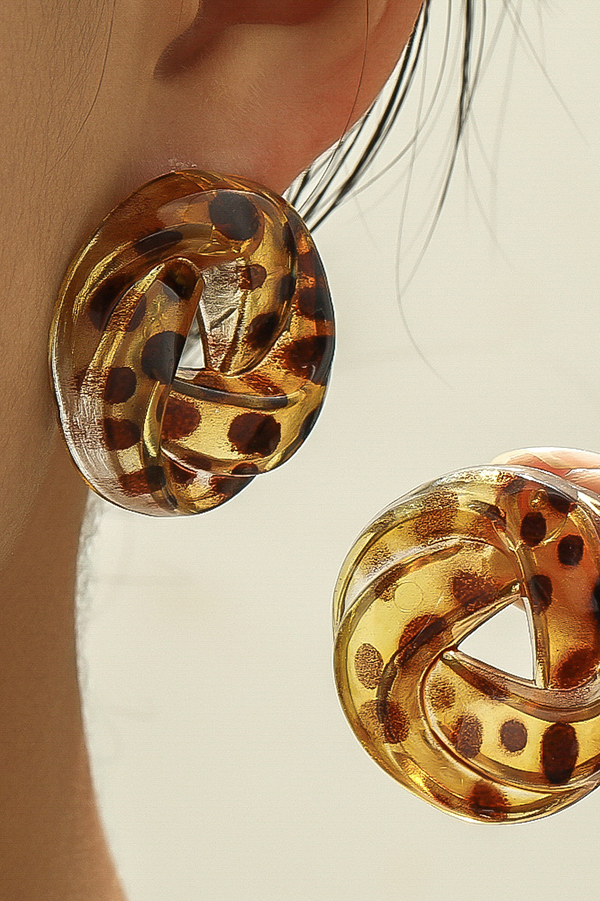 Leopard Print Hollow Round Geometric Earrings-consonak
