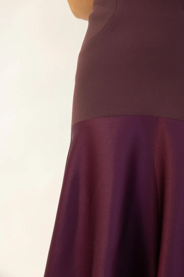 Timeless Elegance Satin Patchwork Strapless Flare Gown Maxi Dress-consonak