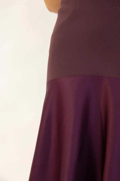 Timeless Elegance Satin Patchwork Strapless Flare Gown Maxi Dress-consonak