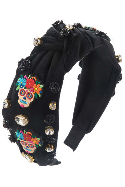 Halloween Fabric Rose Skull Rhinestone Hair Accessory-consonak