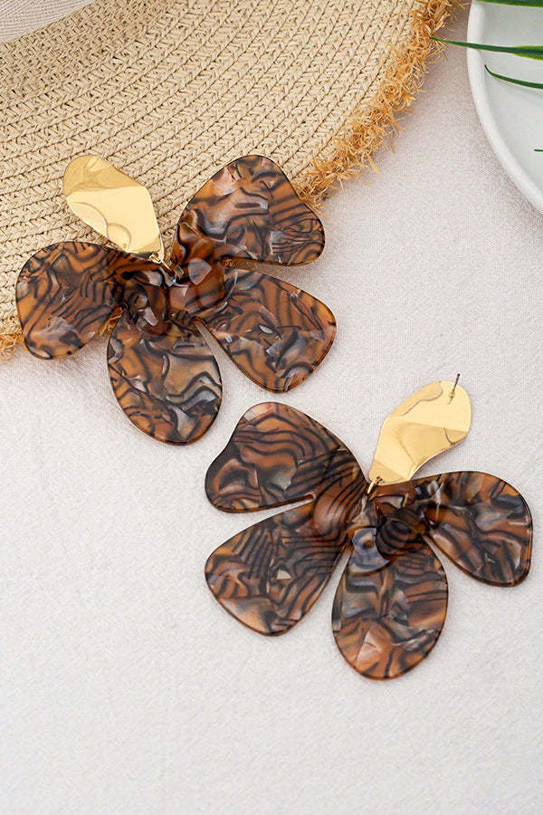 Vintage Acrylic Leopard Petal Earrings-consonak