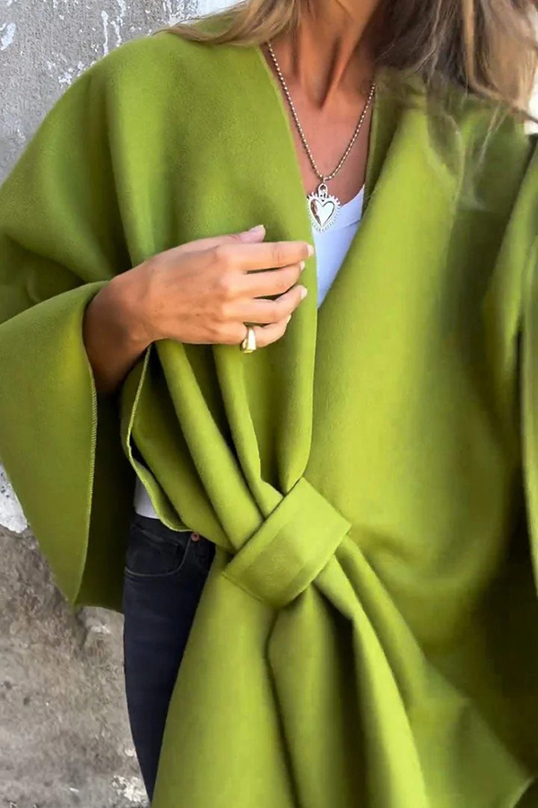 Solid Color Loose V-neck Shawl Cape Jacket-consonak