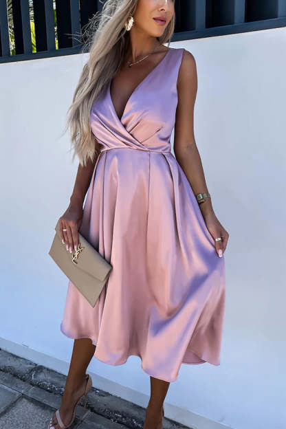Hold You In My Memory Satin Midi Dress-consonak