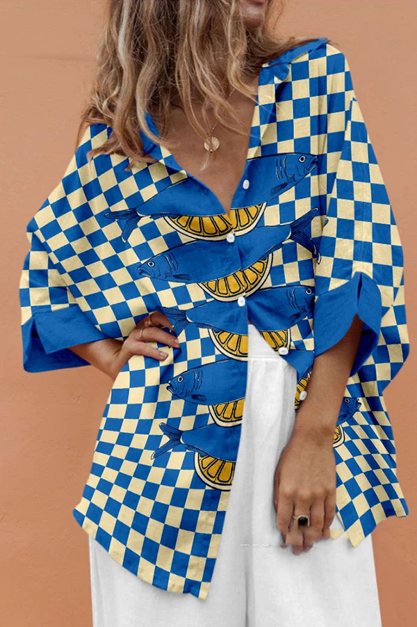 Unique Marine Print Casual Loose Shirt Top-consonak