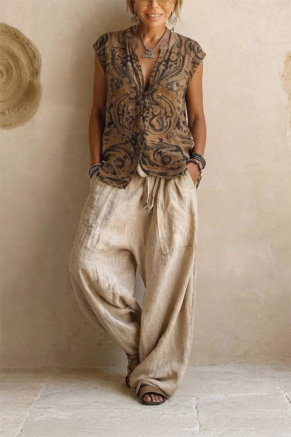 Casual Bohemian Cotton Linen 3-Piece Set-Consonak